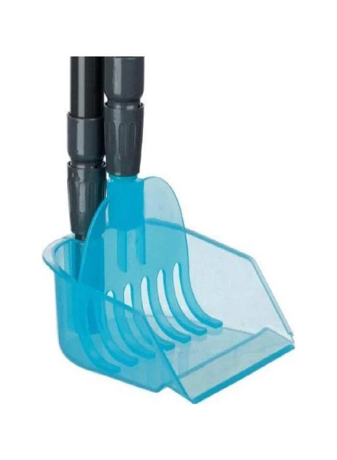 تريكسي مجرفة تريكسي مع مشط لجمع فضلات الكلاب، دلو لإزالة البراز ومشط قابل للتعديل، تخزين موفر للمساحة، قاعدة بلاستيكية - رمادي/أزرق، 57-102 سم - Image 2